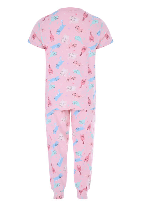 Younger Girls Pink Cat Pyjama Set