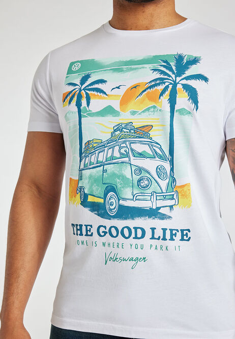 Mens White VW Palm Tree T-Shirt