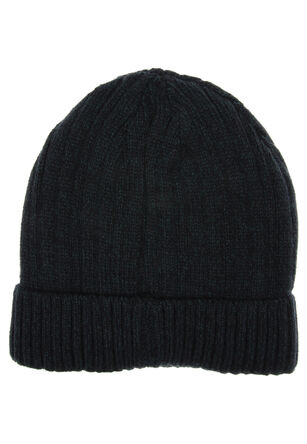 Mens Blue Knitted Fleece Lined Beanie