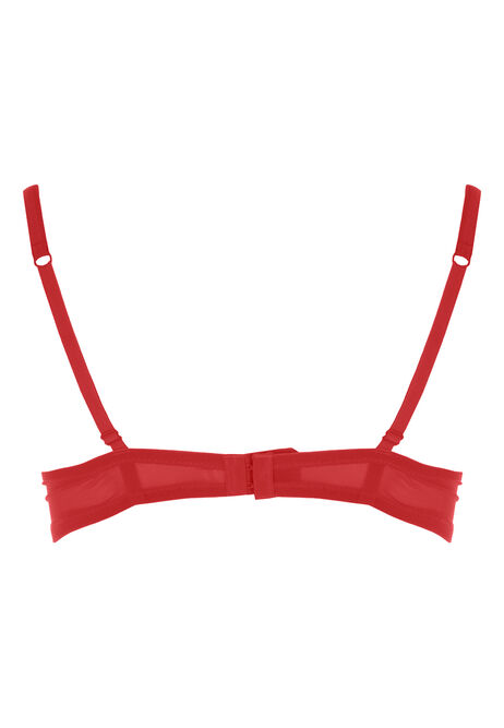 Womens Red Embroidered Demi Bra 