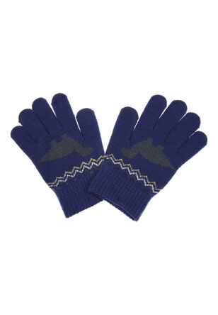 Younger Boys Blue Dino Gloves