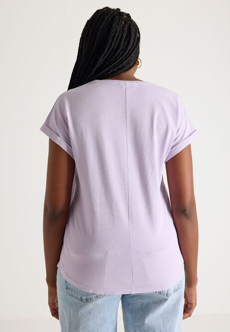 Womens Lilac Slogan CA T-Shirt