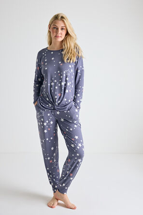 Womens Blue Star Pyjama Bottoms 