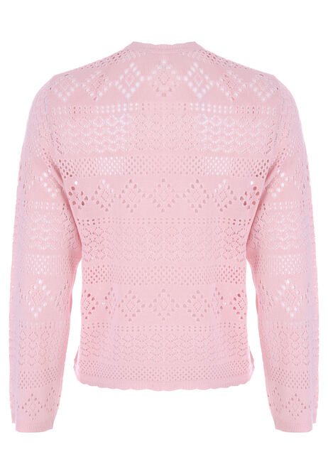 Womens Pink Curved Hem Cardigan