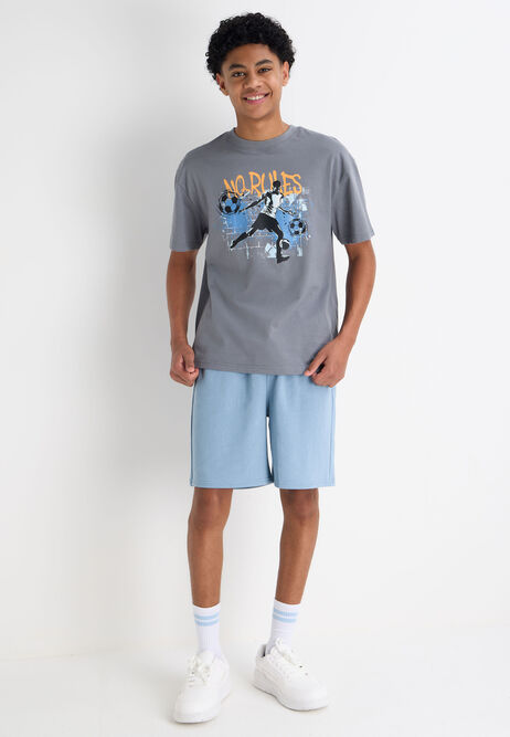 Older Boys Grey Football Graphic Print Oversized T-Shirt