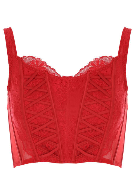Womens Red Lace Corset Top