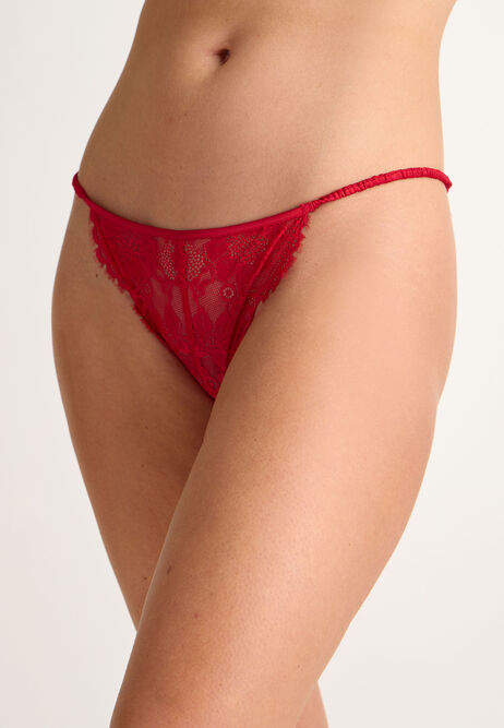 Womens Red Lace Tanga Briefs