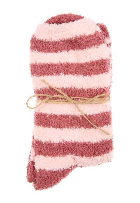 Womens 2pk Pink Stripe Marshmallow Socks