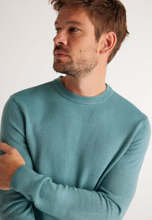 Mens Green Soft Touch Crew Neck Knit