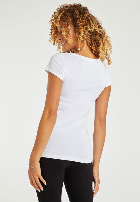 Womens White Cotton V-Neck T-Shirt