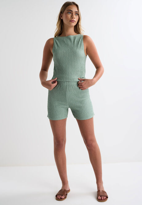 Womens Sage Ripple Texture Shorts