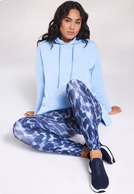 Womens Blue Animal Print Active Leggings