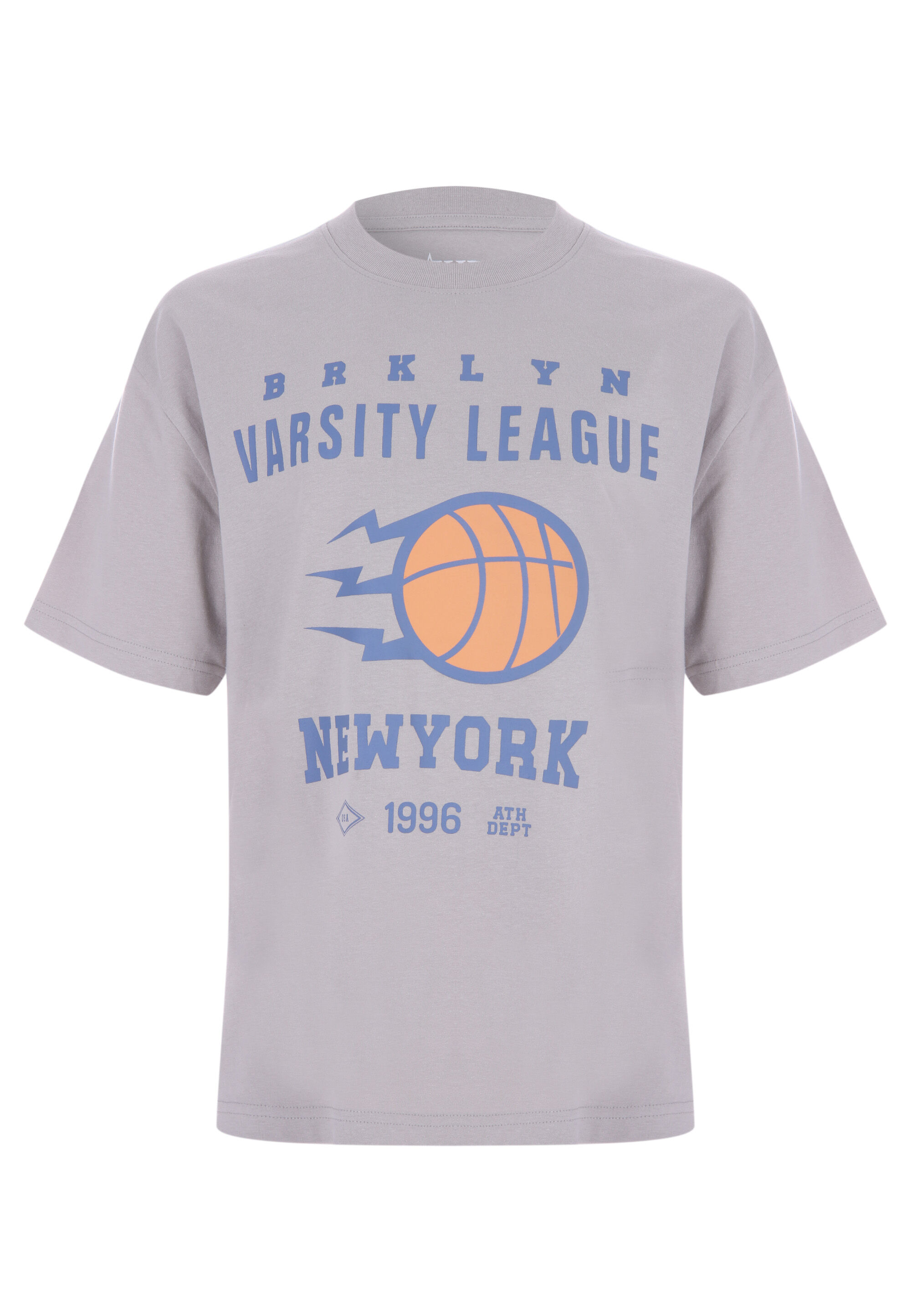 Older Boys Grey Retro Basketball T-Shirt