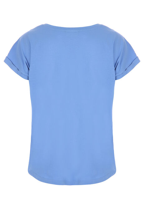 Womens Blue Broderie T-shirt