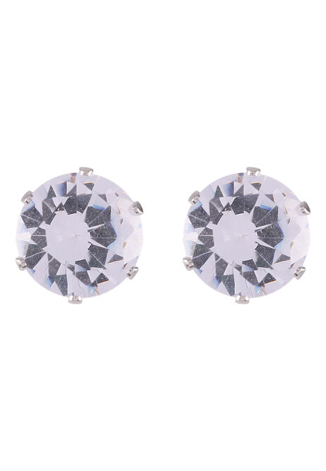 Womens Silver Diamante Stud Earrings