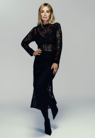 Womens Black Lace Midi Dress