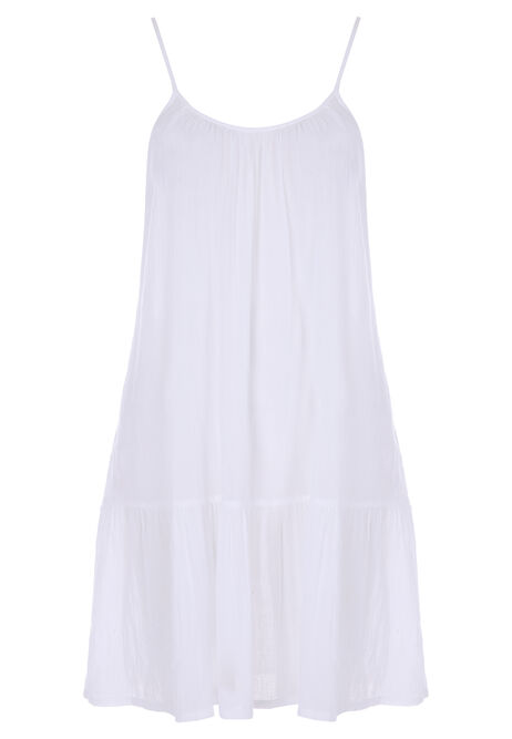 Womens White Strappy Cotton Dress