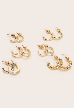 Womens 6pk Gold Mini Hoop Earring Set