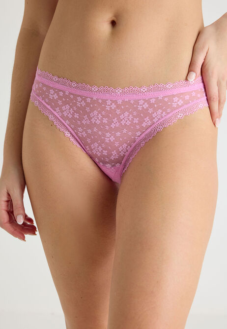 Womens Pink Ditsy Lace Thong
