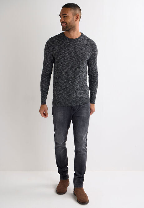 Mens Charcoal Space Dye Knit Jumper