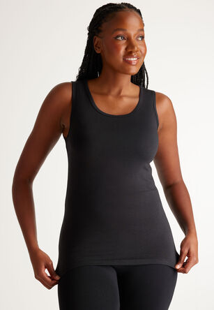 Womens Plain Black Thermal Camisole Top
