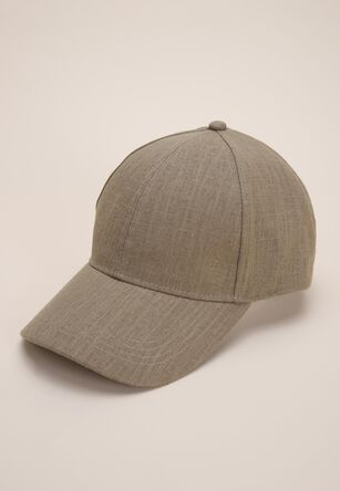 Mens Khaki Linen Baseball Cap