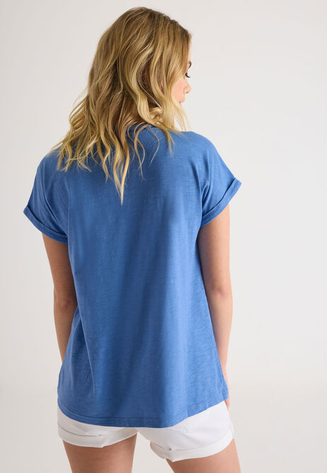 Womens Blue Lace Insert T-shirt