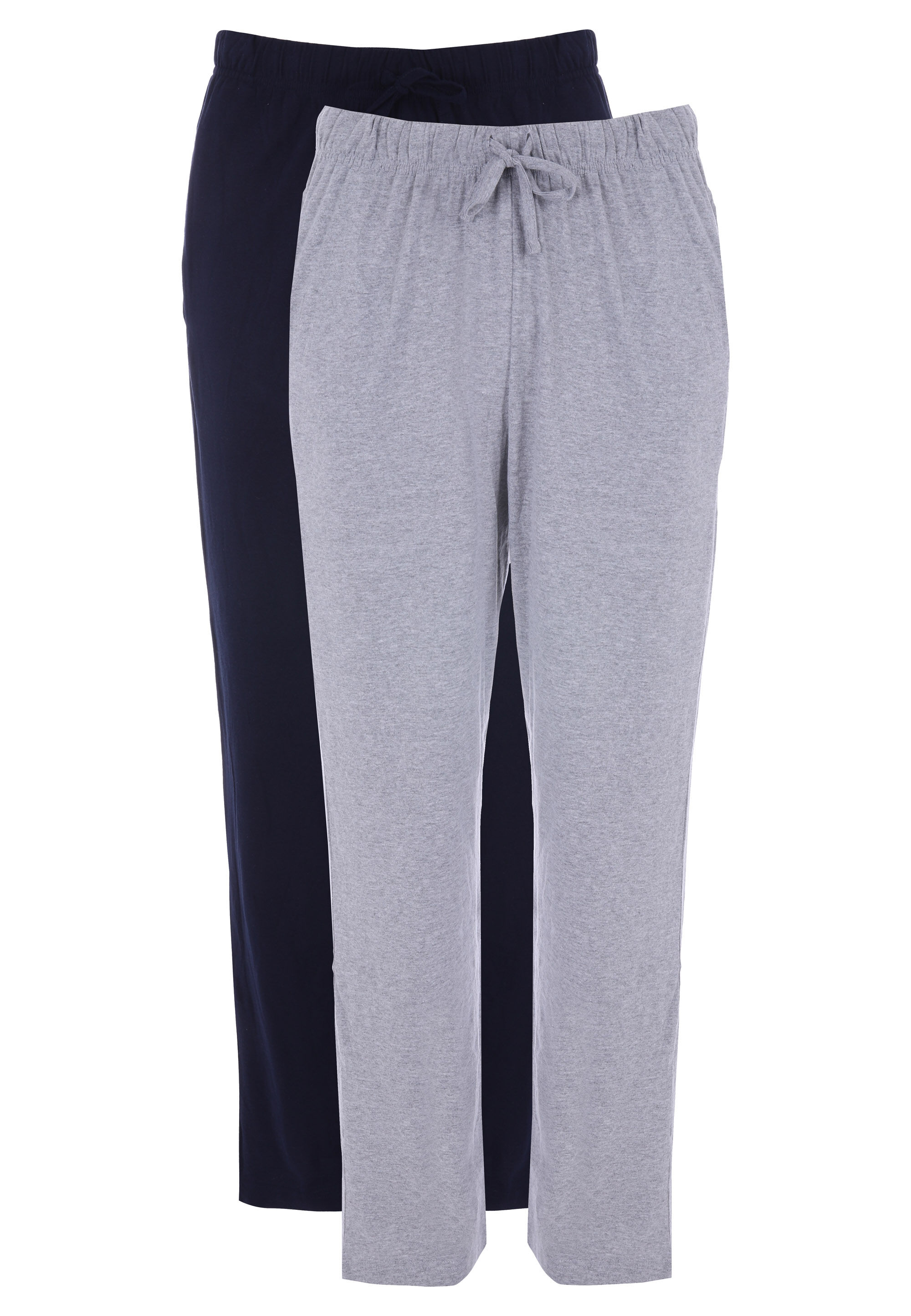 Mens 2pk Navy Grey Plain Jersey Pyjama Bottoms Peacocks
