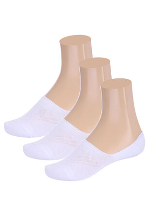 Womens 3pk White Cushioned Square Front Footlets