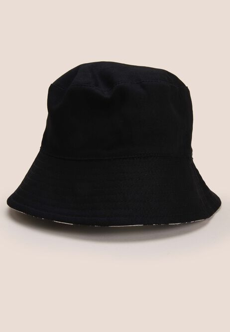Mens Black Reversible Bucket Hat