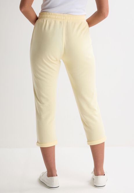 Womens Buttermilk Yellow Plain Cropped Joggers
