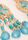 Womens Turquoise & Gold Bead Drop Chandelier Earrings