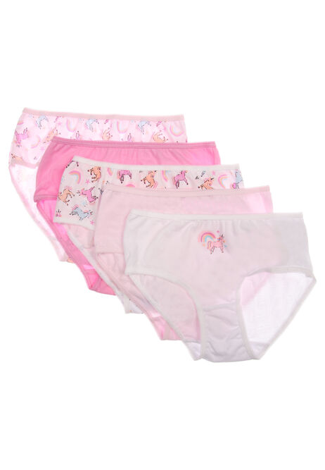 Younger Girls 5pk Pink Unicorn Brief 