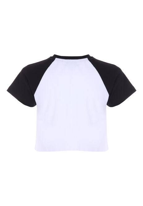 Older Girls Black & White Crop T-Shirt 