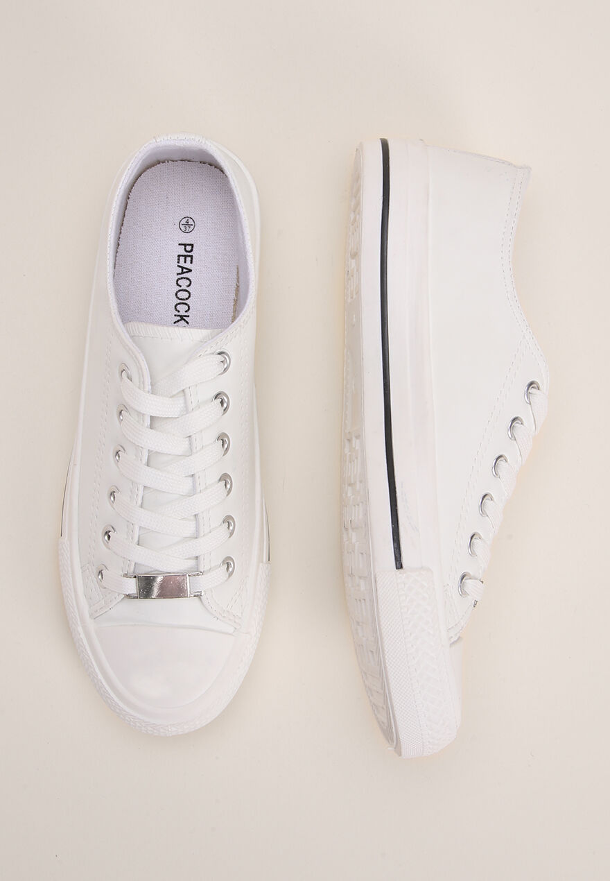 Womens White Lace Up Casual Trainers Peacocks