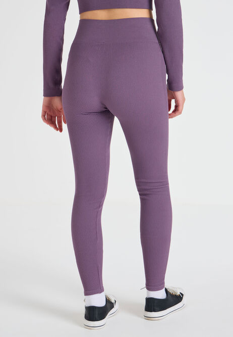 Older Girls Plum Seam Free Rib Leggings