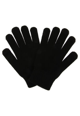 Mens Black Plain Touchscreen Gloves