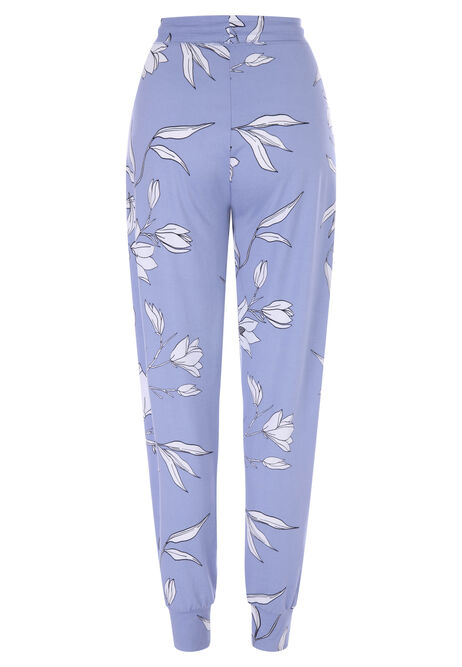 Womens Blue Floral Soft Touch Pyjama Bottoms