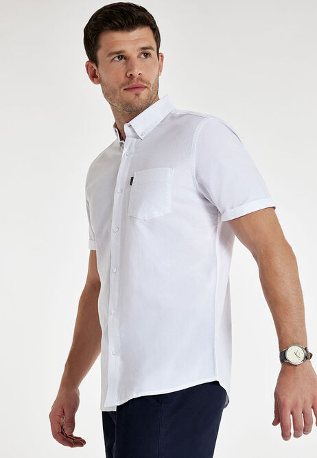 Men White Short Sleeve Oxford Shirt | Peacocks