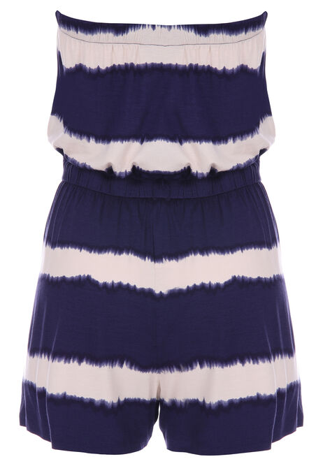 Womens Black & White Stripe Bandeau Playsuit 