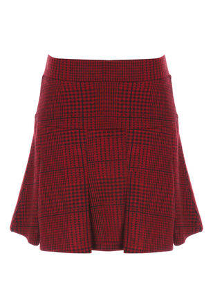 Younger Girls Red Check Pleated Skirt