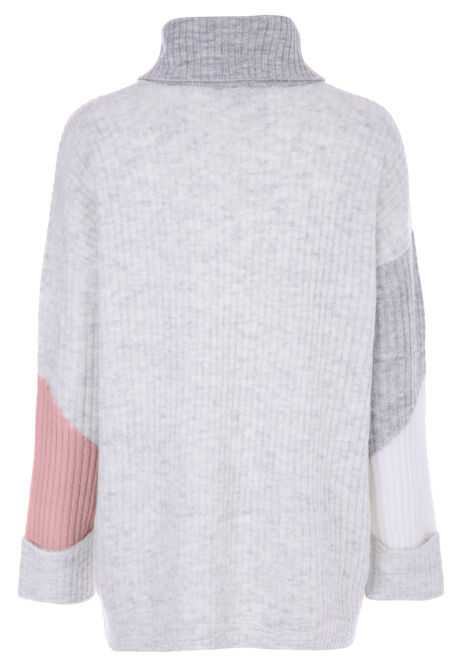Womens Pink Abstract Colour Block Jumper
