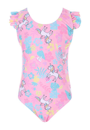 Younger Girls Pink Unicorn Swimsuit