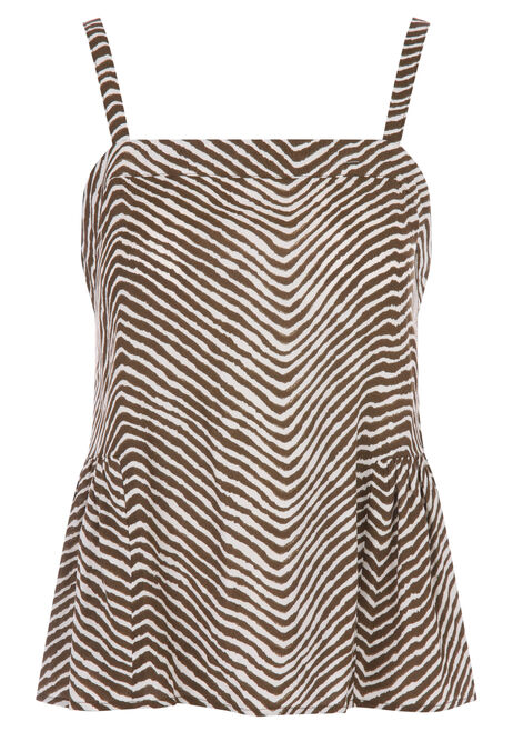 Womens Khaki Zebra Print Cami Vest