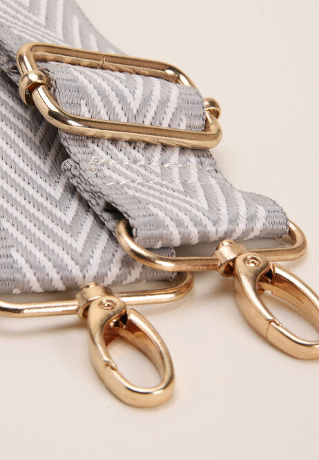 Womens Grey Stripe Bag Strap
