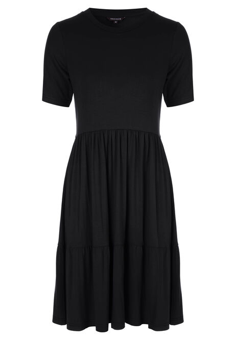 Womens Black Tiered T-shirt Dress