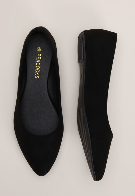 Womens Black Pointed Ballet Pumps