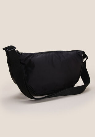 Womens Plain Black Nylon Sling Bag