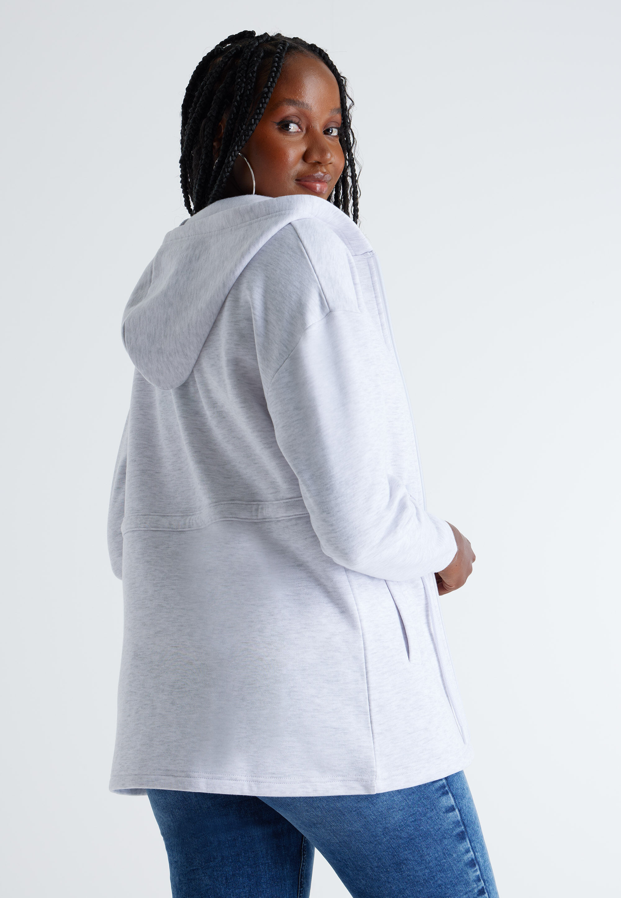 Ladies longline zip up hoodie on sale