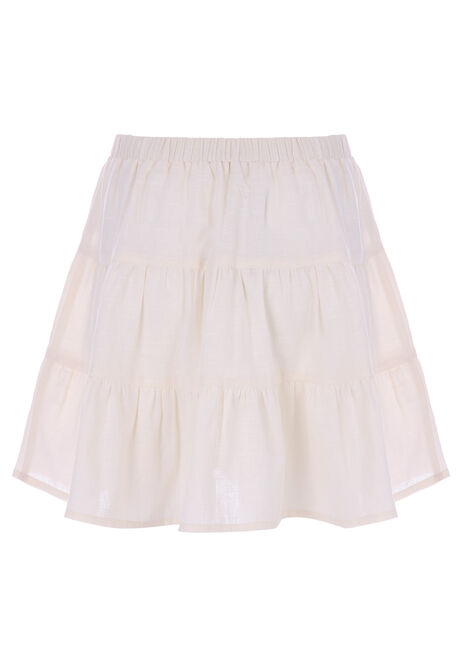 Older Girls Cream Cotton Tiered Skirt